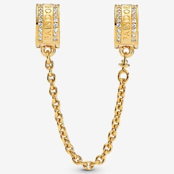 Pandora Pandora Logo Safety Chain Clip Charm - Picture 2 of 3